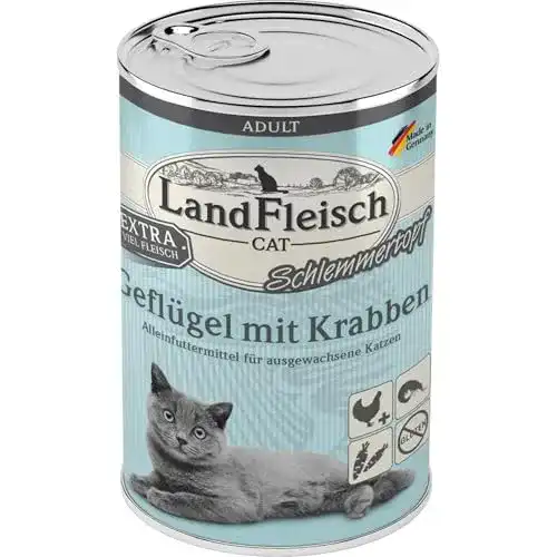 Landfleisch Katzenfutter LaFl. Cat Topf Geflügel und Krabben 400g