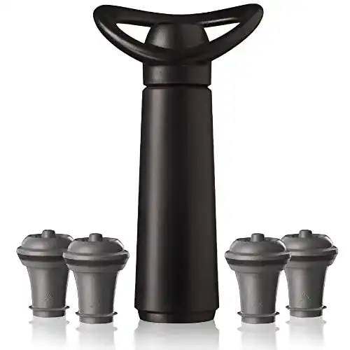 Weinpumpe Vacu Vin Concerto mit 4 Stoppern in Schwarz
