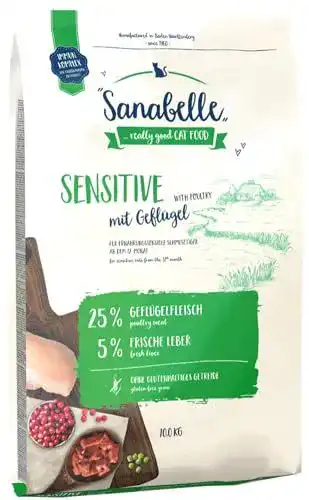 Katzenfutter Sanabelle Sensitive mit Geflügel, Katzentrockenfutter