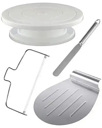 Tortendrehteller Set mit Tortenheber, Streichpalette und Tortenschneider