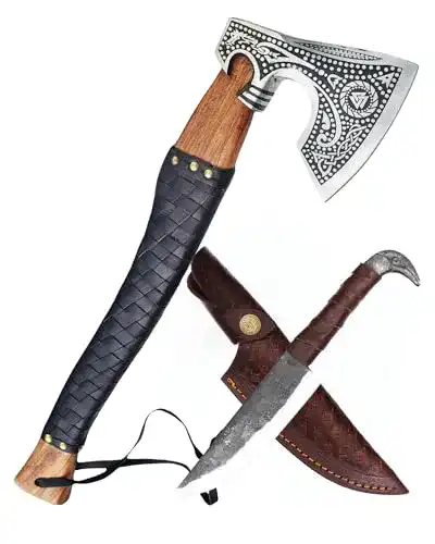 Wikingeraxt Crafttal mit Rabankopf Messer 2in1 Set