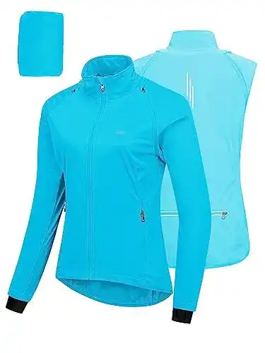 Fahrradweste für Damen von 33,000Ft Wasserdichte Fahrradjacke mit abnehmbaren Ärmeln