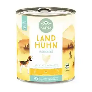 Bio Nassfutter für Hunde naftie mit Huhn, 800g Dose