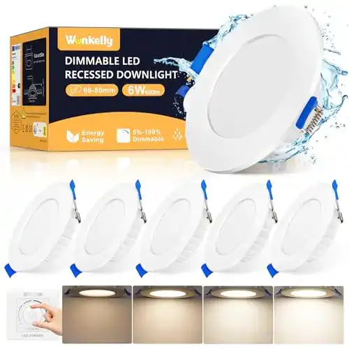 LED Einbaustrahler dimmbar flach, 6W, IP44, 230V, 600 Lumen, 6er Set