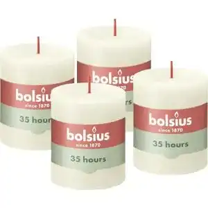 Bolsius Rustik Stumpenkerzen in Weiß – 4 Stück – 8 x 7 cm