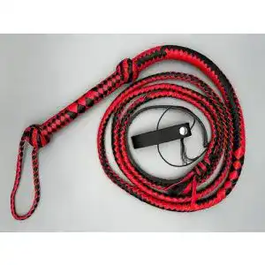 Bullwhip aus echtem Bullenleder in Rot/Schwarz, 3FT bis 10FT