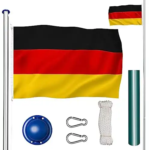 Fahnenmast aus Aluminium, Teleskop Fahnenstange Set von tectake