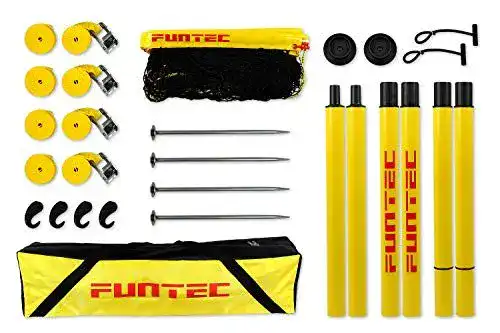 Funtec Beach Masters Set – Portables Volleyballnetz für Freizeitaktivitäten