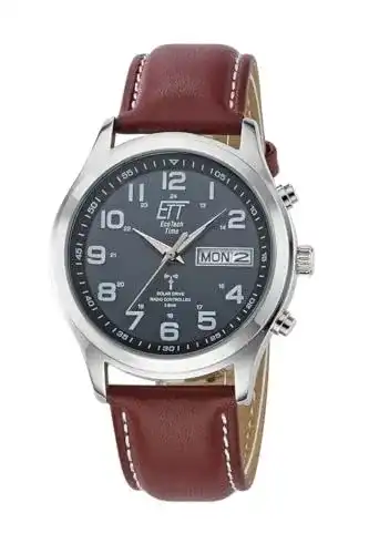 Funk-Solaruhr für Herren mit analoger Anzeige und Lederarmband