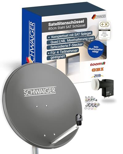 Schwaiger Satellitenschüssel mit Quad LNB für 4 Teilnehmer