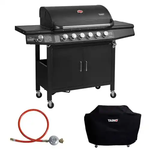 Taino Gasgrill RED 6+1 mit Seitenkocher und Grillwagen