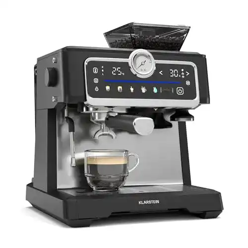 Kaffeemaschine Klarstein GrandPresso Touch mit Mahlwerk und Dampfdüse