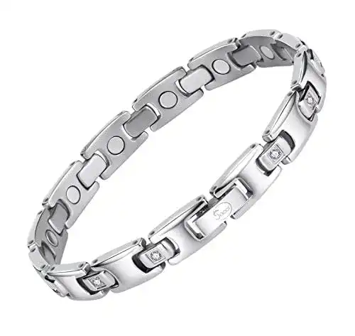 Magnetarmband JEROOT für Damen aus Titan mit Zirkonia-Steinen