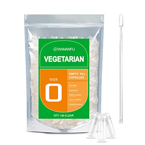 Leerkapseln Wananfu vegane Größe 0 (100 Stück) Bundle mit 2 Mikrolöffeln