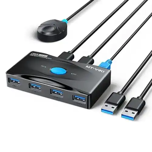 MT-VIKI USB Switch 2 in 4 Out KVM Switch für 2 PCs mit USB 3.0
