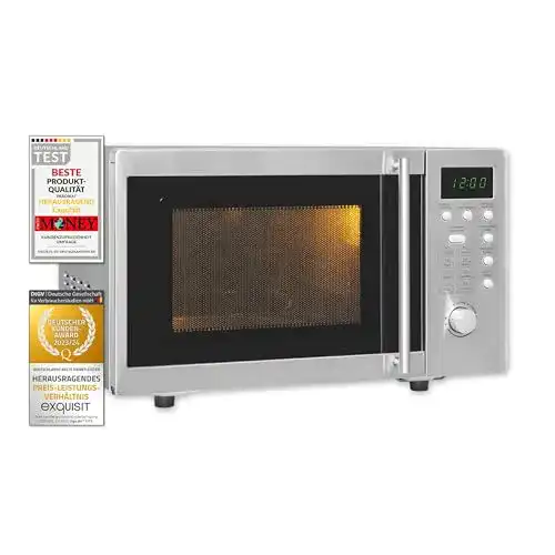 Exquisit Mikrowelle UMW 800 G-3 Inox mit Grillfunktion und 800 Watt