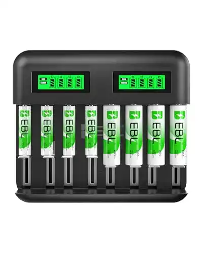 Akku Ladegerät EBL mit 4 AA 2800mAh und 4 AAA 1100mAh