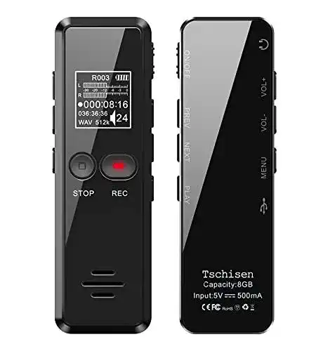 Mini Diktiergerät Tschisen Digital Voice Recorder mit 8GB und 1536 Kbps