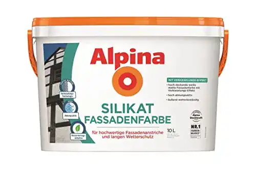 Alpina Silikat Fassadenfarbe für Außenanstriche, weiß, 10 Liter