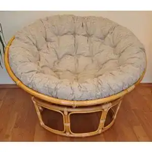 Papasansessel Rattan Big D 130 cm in Honig mit Polster Ebony