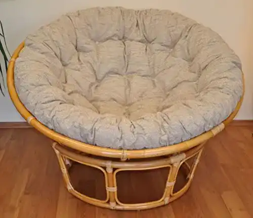 Papasansessel Rattan Big D 130 cm in Honig mit Polster Ebony