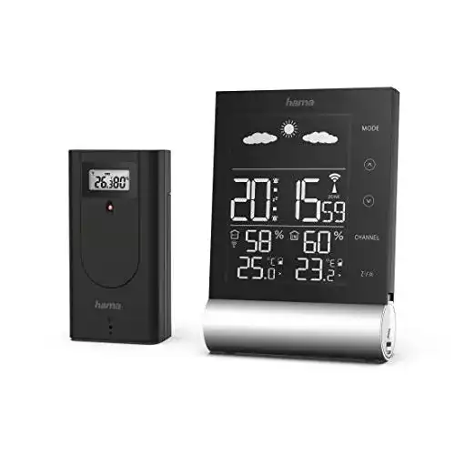 Hama Wetterstation Funk mit Außensensor Black Line