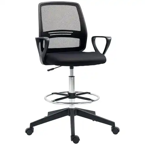 Ergonomischer Bürostuhl mit Armlehnen und Verstellbarem Fußring