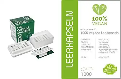 Kapselfüllmaschine mit 1.000 veganen Leerkapseln Größe 00