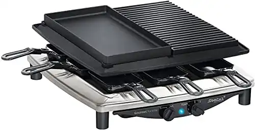 Steba Premium Raclette RC 4 Plus Deluxe mit Chrom und Natursteingrill