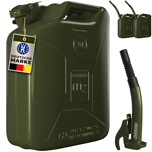 Benzinkanister 20 l aus Metall im 3er-Set mit Ausgießer