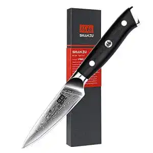 Shan Zu Damastmesser Gemüsemesser mit ergonomischem G10 Griff