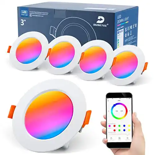 Dusktec LED-Einbaustrahler RGB dimmbar flach 6W 230V 4er Set