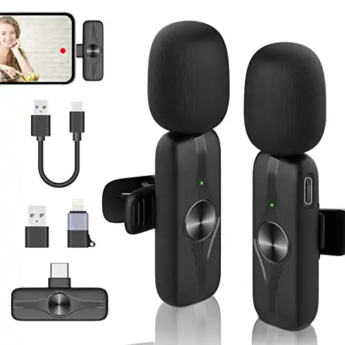 Kabelloses Lavalier Mikrofon Set von Geyueya für iPhone, Android und Laptop