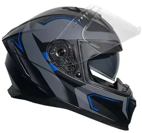 Rallox Integralhelm 510-3 in Schwarz-Blau für Motorrad und Roller