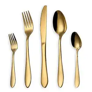 HOMQUEN Gold Besteck Set aus Edelstahl für 6 Personen, 30 Teile