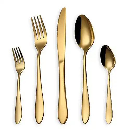 HOMQUEN Gold Besteck Set aus Edelstahl für 6 Personen, 30 Teile