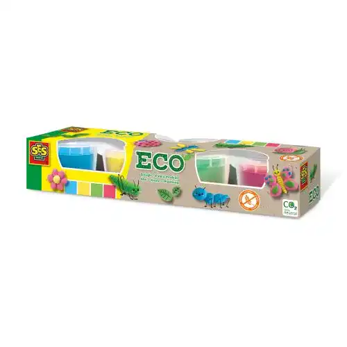 Knete SES Creative 24911 ECO 4 Farben Knetmasse, Mehrfarbig