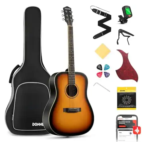 Anfänger Gitarre Donner Akustikgitarre für Erwachsene mit Zubehör