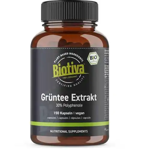 Biotiva Bio Grüntee Extrakt Kapseln – Organische Kapseln mit Polyphenolen