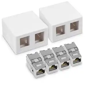 Netzwerkdose Kwmobile 2x CAT 6A Aufputz mit 4 Keystone Modulen