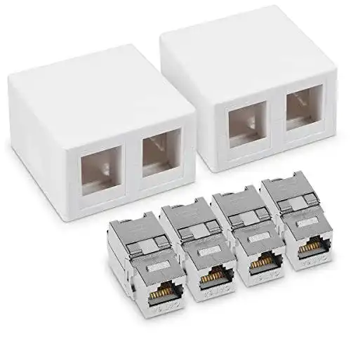 Netzwerkdose Kwmobile 2x CAT 6A Aufputz mit 4 Keystone Modulen