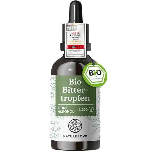 Bio Bittertropfen von Nature Love ohne Alkohol für die Verdauung