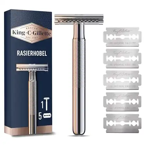 Rasierhobel King C. Gillette für Herren mit 5 Rasierklingen
