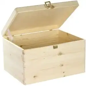 Holzkiste mit Deckel und Schloss – 40x30x24cm, Natur, Aufbewahrung