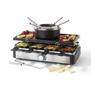 Raclette Fondue Set Petra 2-in-1 mit Teppanyaki Grill und Fondue-Topf