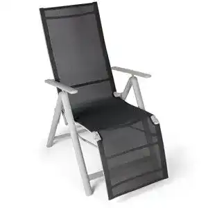 Alu Gartenstuhl Vanage mit Fußablage in Schwarz für Garten und Balkon