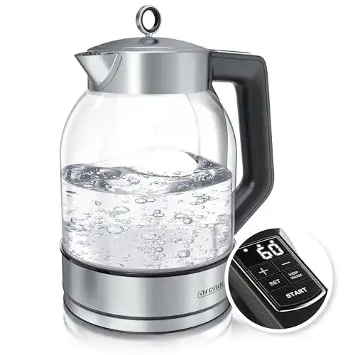 Wasserkocher 1,5 Liter Arendo – Glas Wasserkocher mit Temperatureinstellung