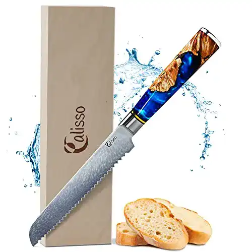 Calisso Brotmesser aus 67 Lagen Damaststahl