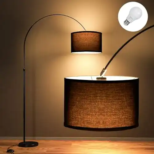 Bogenlampe Jasmin für Wohnzimmer mit LED E27 und Fußschalter