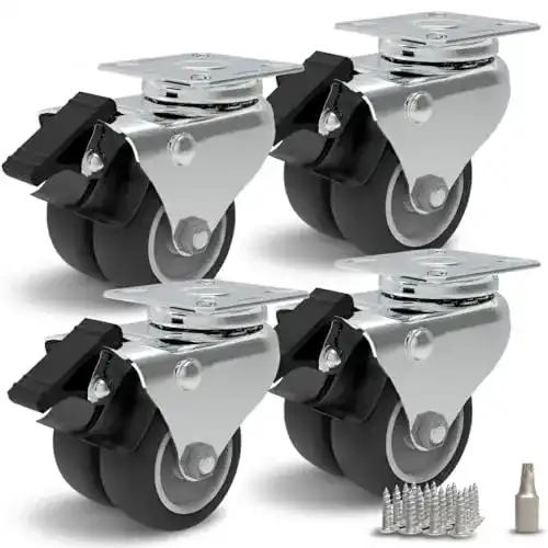 Strandkorbrollen Priostahl Möbelrolle 50mm Set mit Lenkrollen und Bremse